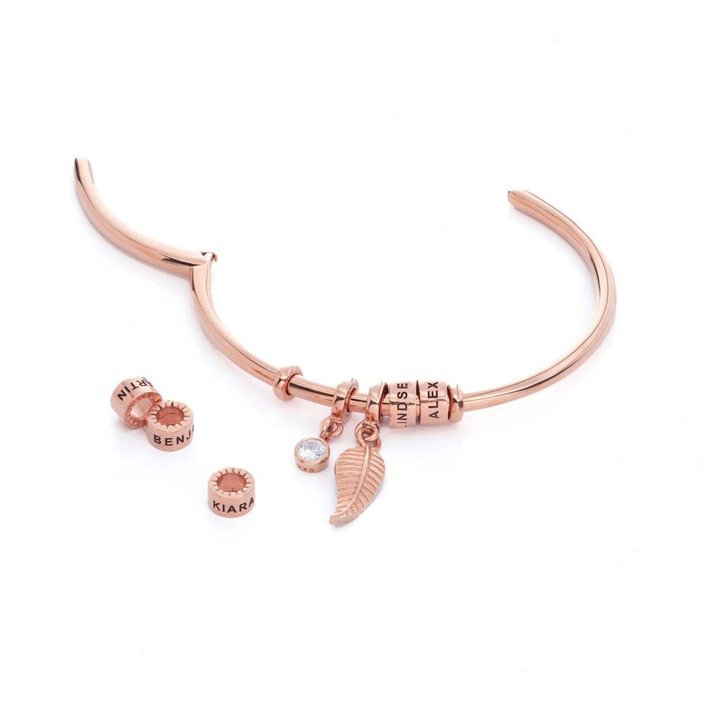 Linda Open Bangle Bracelet with Beads in Rose Gold Plating-2 product photo