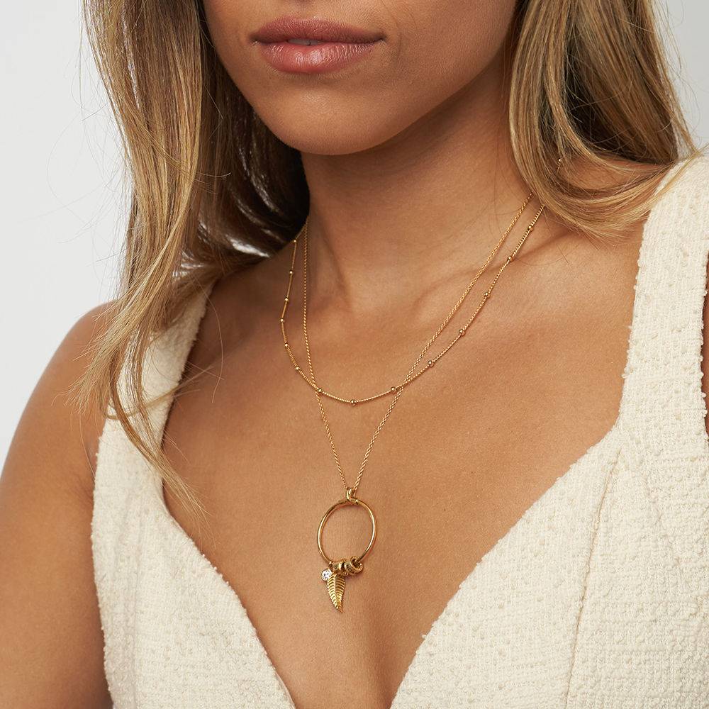 Linda Circle Pendant Necklace in Gold Vermeil with Lab – Created Diamond-5 product photo