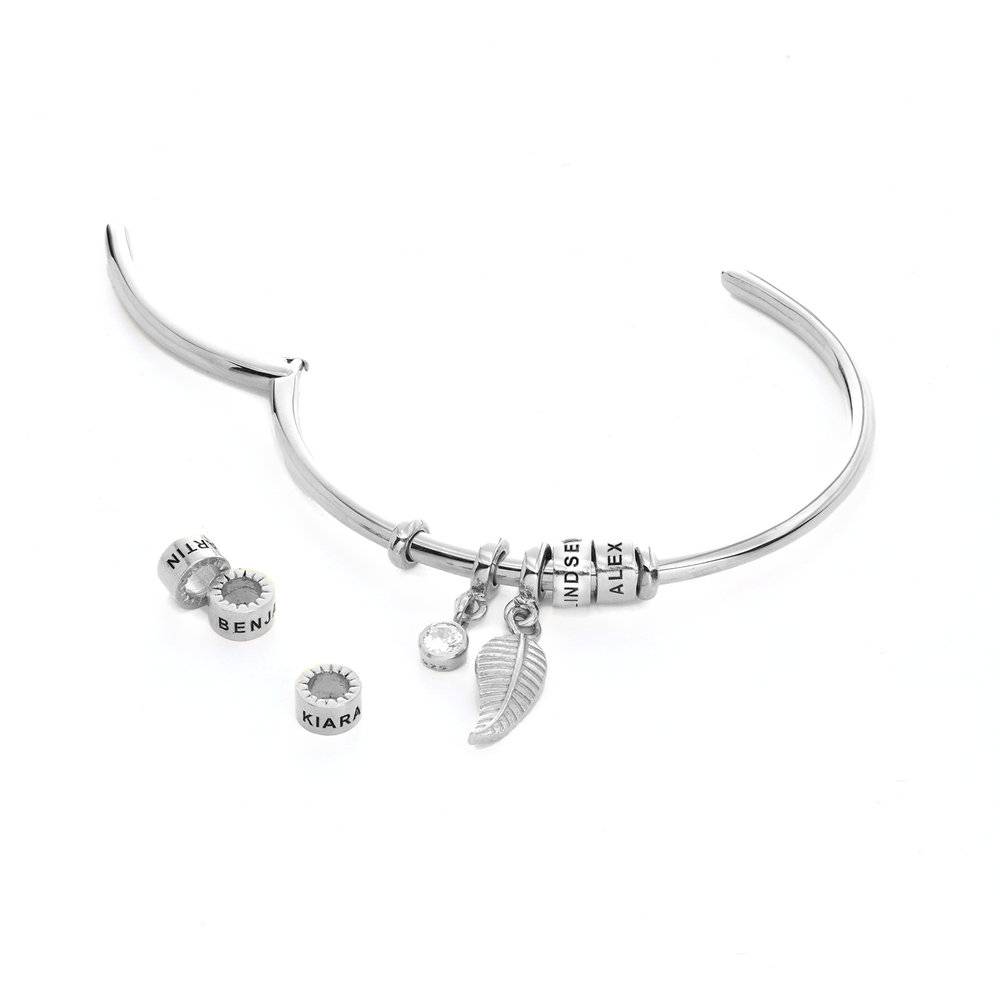 Linda Open Bangle Beads Bracelet in Silver with 1/10 CT. T.W Lab-Diamond product photo