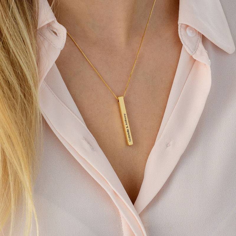 Long 3D Bar Necklace in Gold Plating-5 product photo