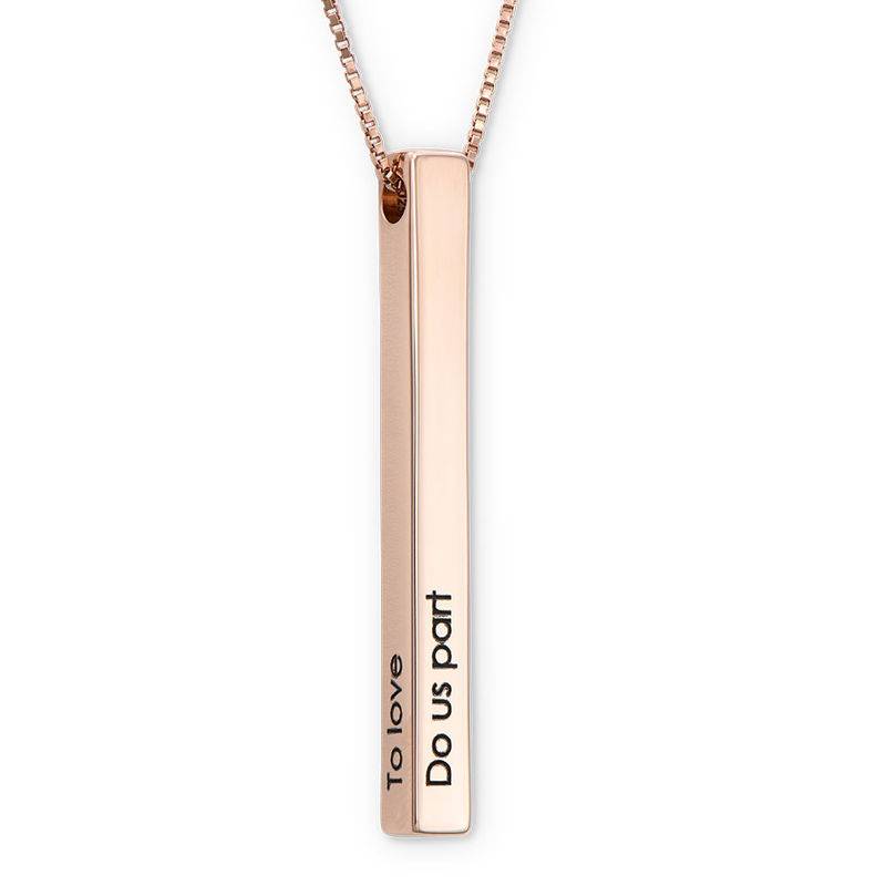 Long 3D Bar Necklace in Rose Gold Plating product photo