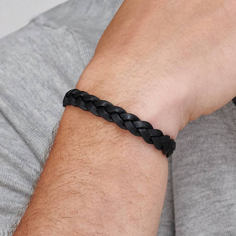 Mariner Nautical Black Rope Leather Bracelet for Men-2 product photo