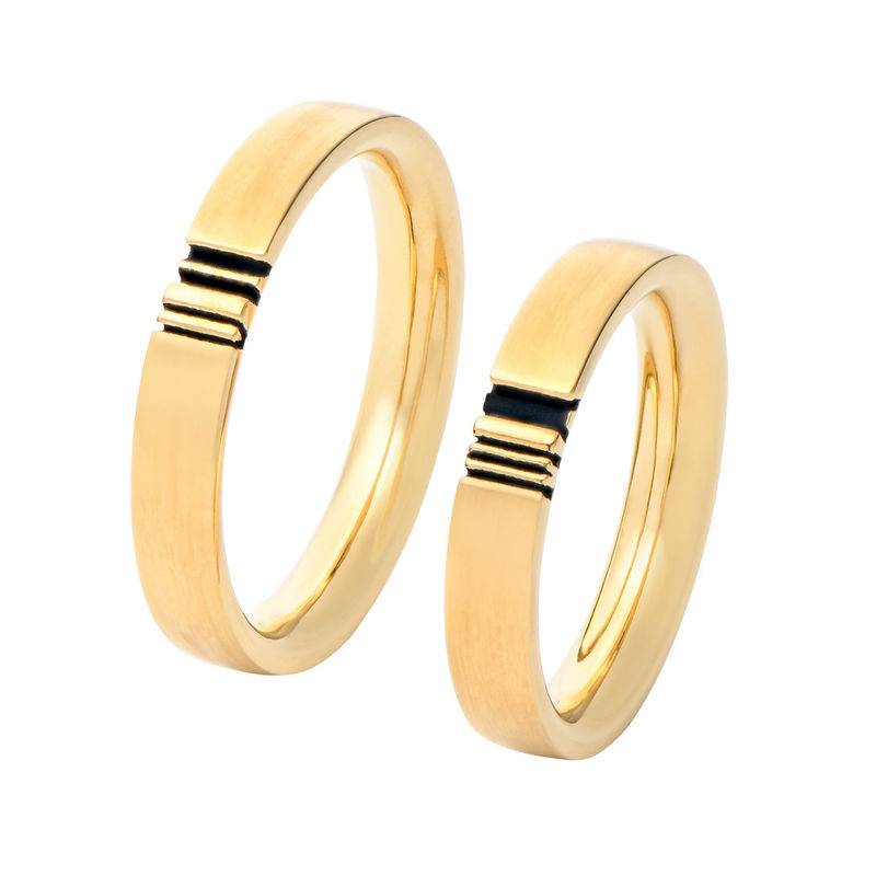 Matching Initial Couple Rings Set in Gold Plating-4 product photo