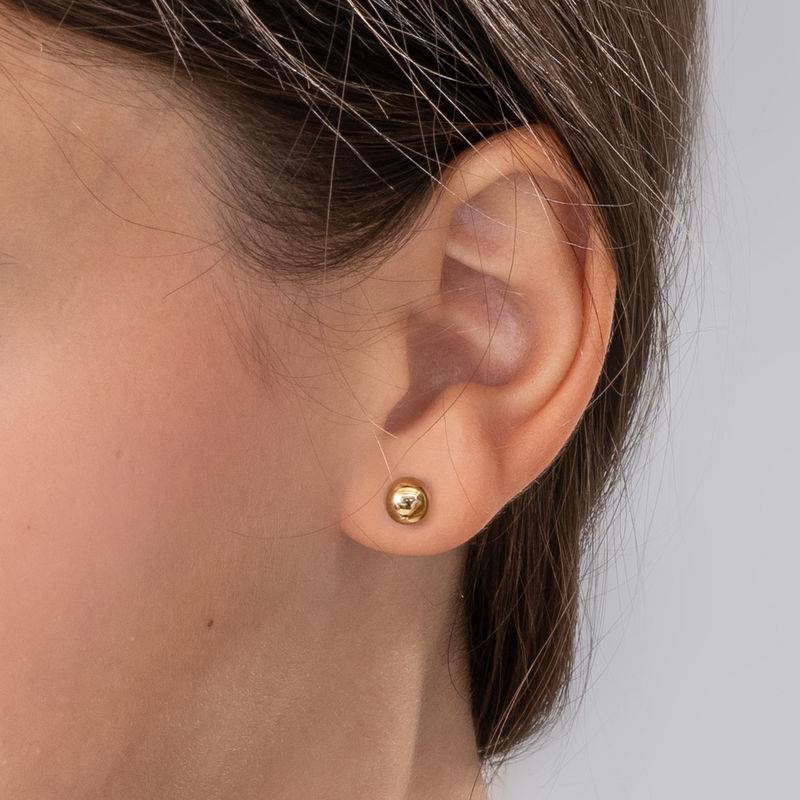 Medium 10K Gold Round Stud Earrings-3 product photo