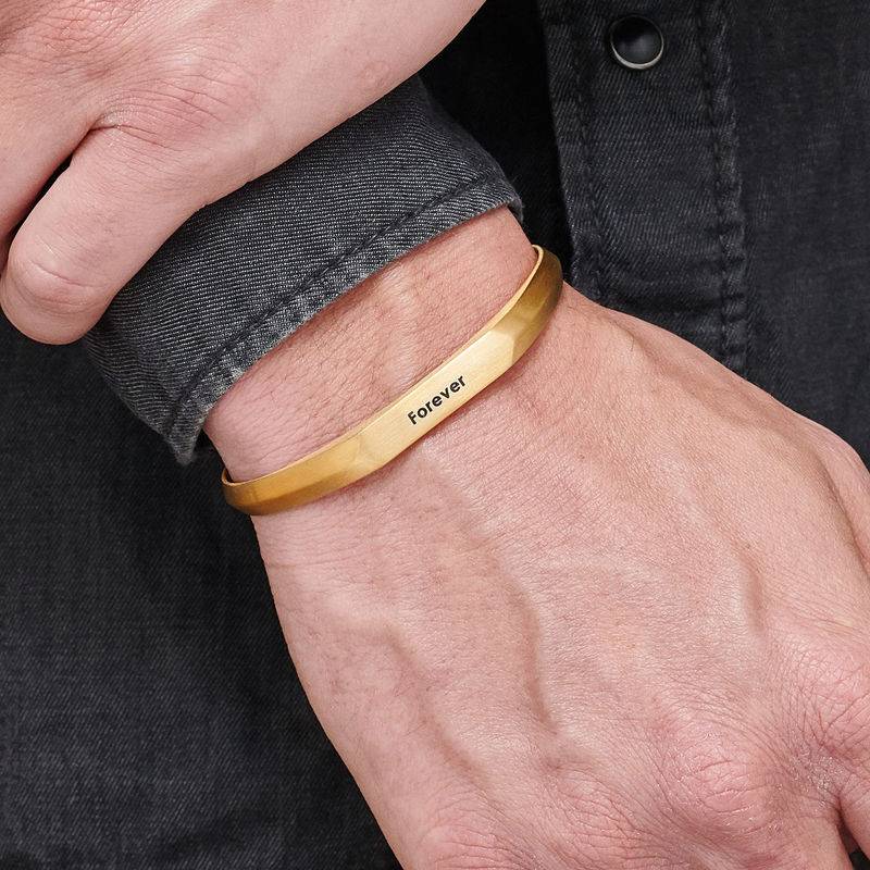 Men's Narrow Cuff Bracelet in 18k Gold Plating-3 product photo