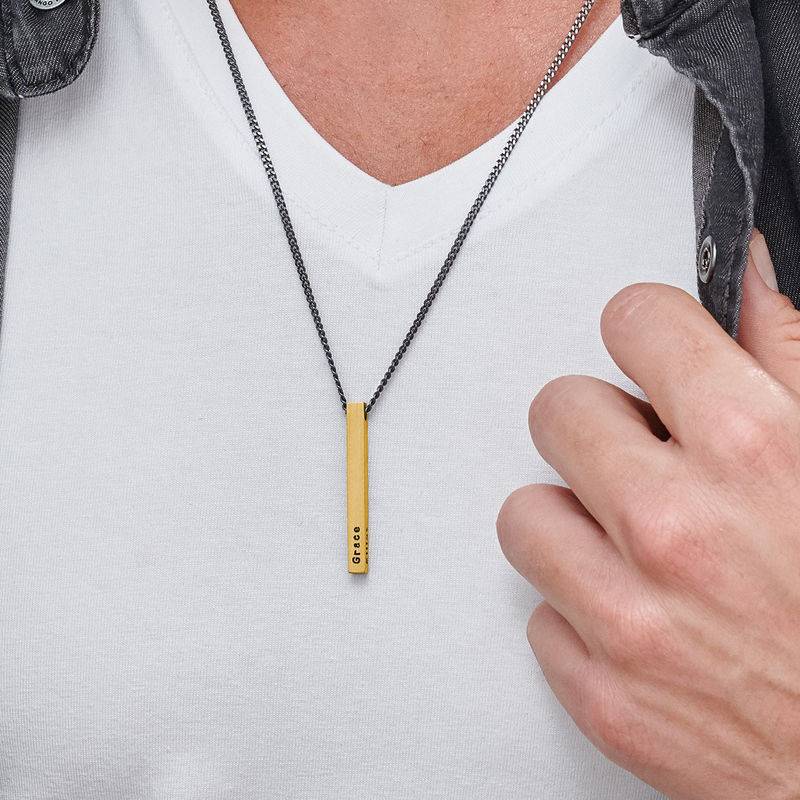 Men 3D Bar Necklace in Gold Plated-4 product photo