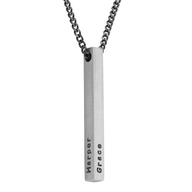 Men 3D Bar Necklace in Matte Silver-1 product photo
