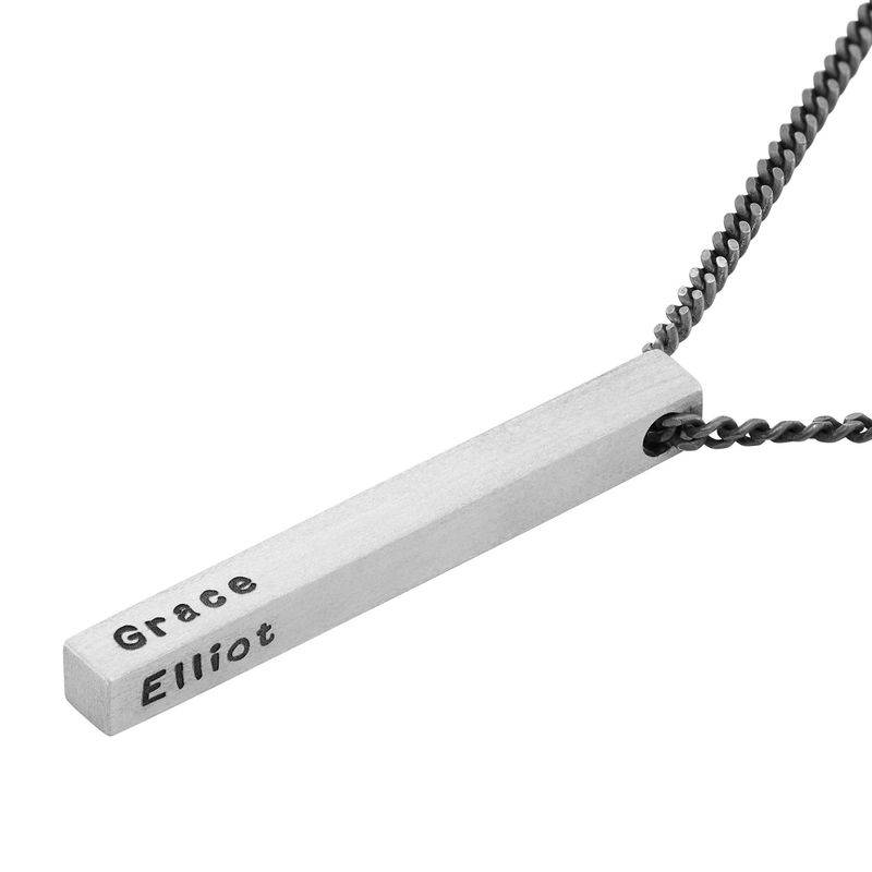 Men 3D Bar Necklace in Matte Silver product photo