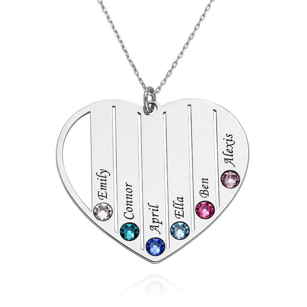 Mom Birthstone Necklace in 14k White Gold-1 product photo