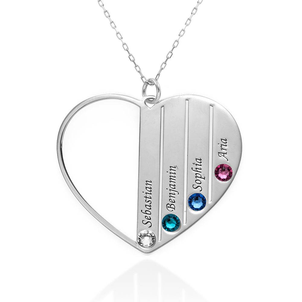 Mom Birthstone Necklace in White Gold 10K-1 product photo