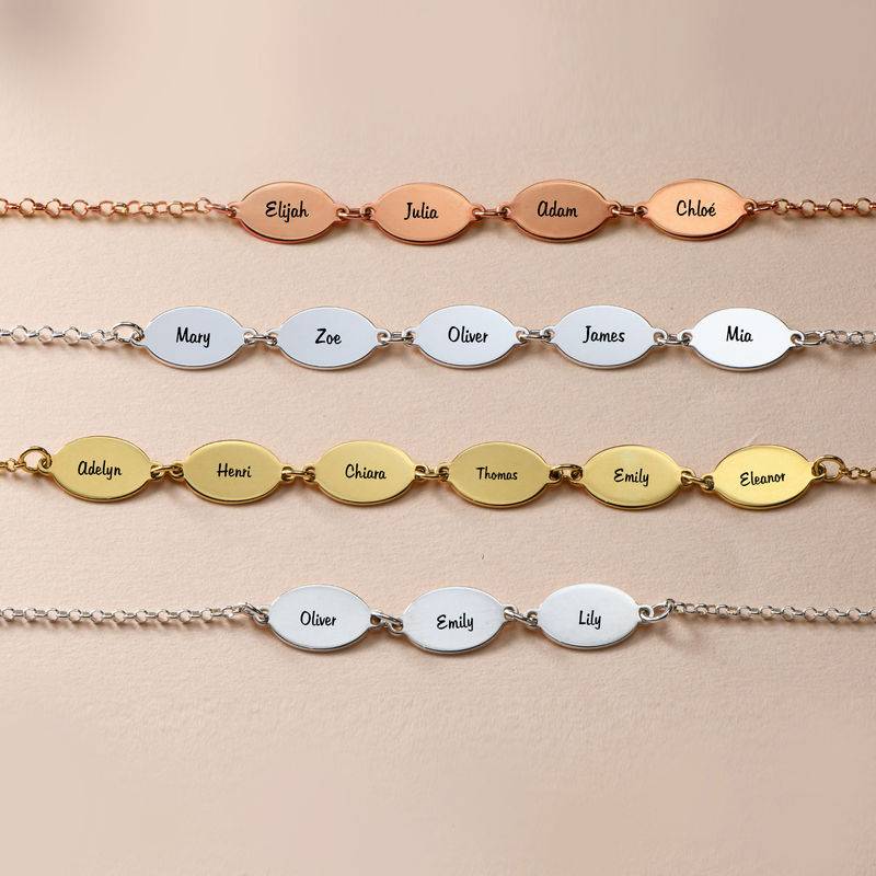 Sterling Silver Adjustable Mom Bracelet with Kids Names - Oval Design-1 product photo