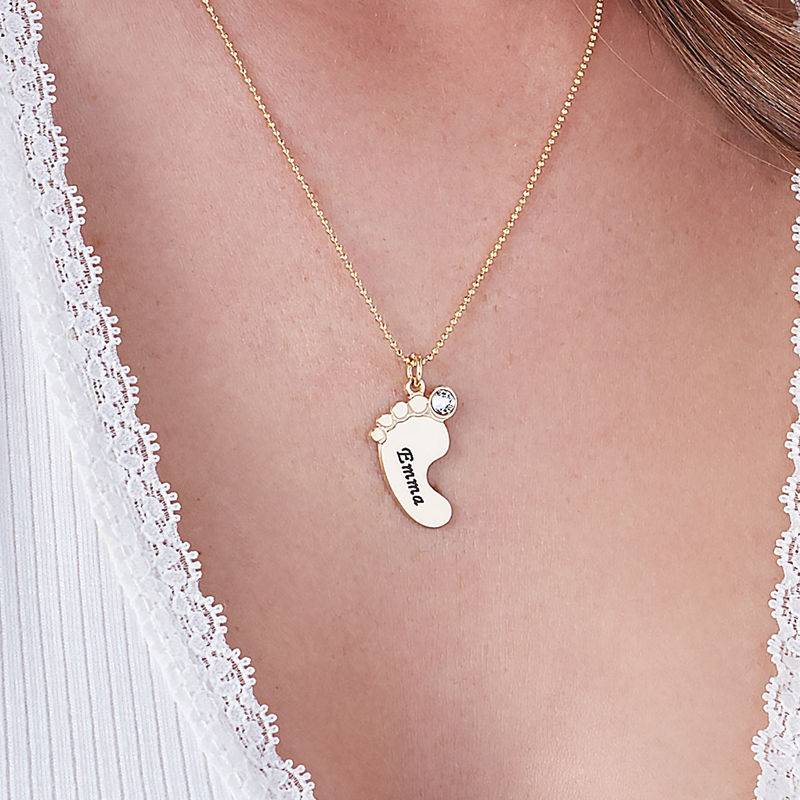 Mom Jewelry - Baby Feet Necklace In 10K Yellow Gold-2 product photo