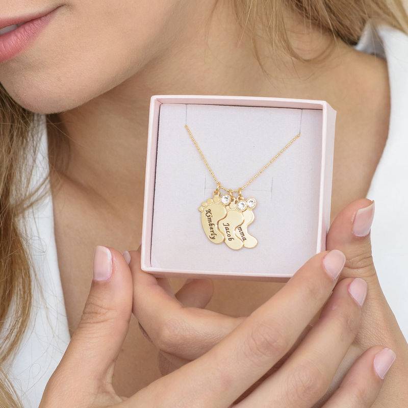 Mom Jewelry - Baby Feet Necklace In 10K Yellow Gold-3 product photo