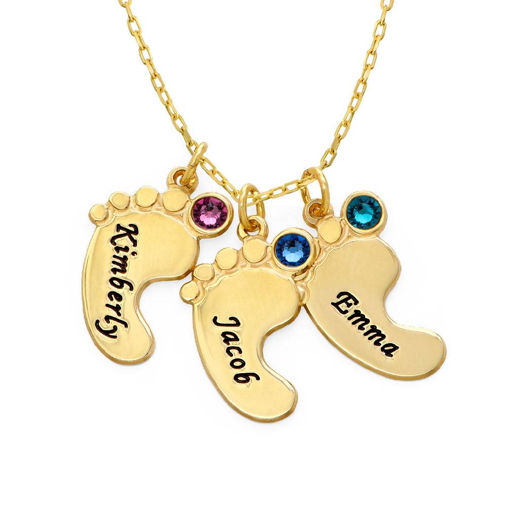 Mom Jewelry - Baby Feet Necklace In 10K Yellow Gold-5 product photo