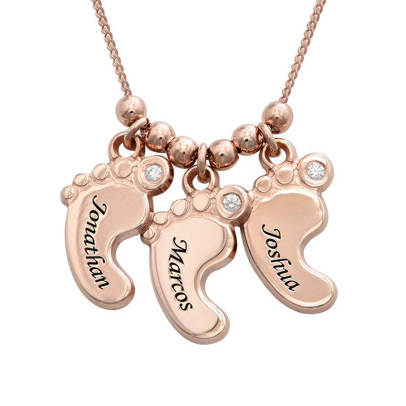 Mom Jewelry - Baby Feet Necklace Rose Gold Plated with Diamonds product photo