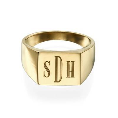 Monogrammed Signet Ring - 18k Gold Plated product photo
