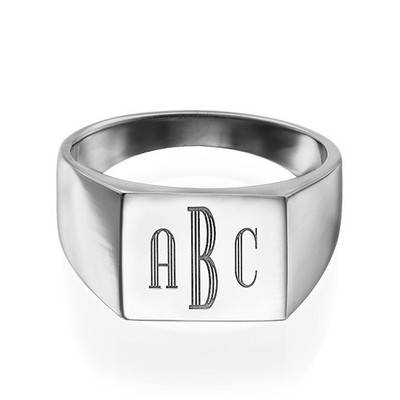 Monogrammed Signet Ring in Silver product photo