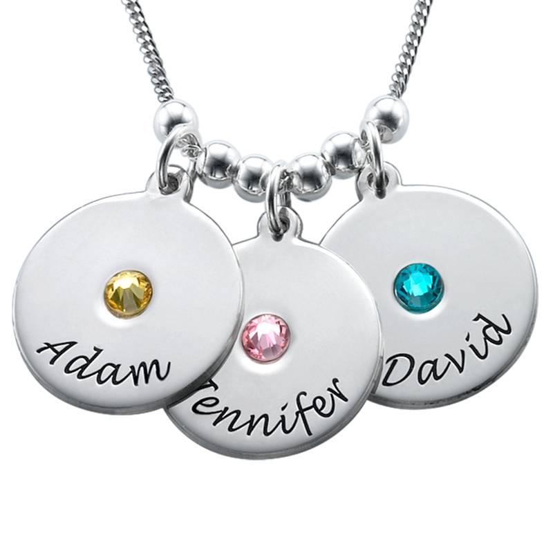 Mothers Disc and Birthstone Necklace-1 product photo