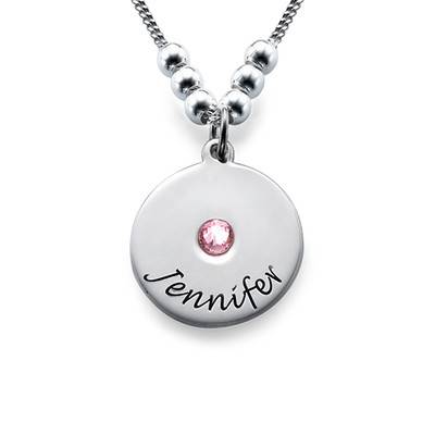 Mothers Disc and Birthstone Necklace-4 product photo