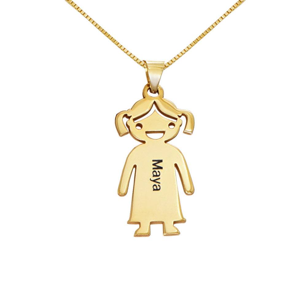 Mother's Necklace with Children Charms in 10K Yellow Gold-3 product photo