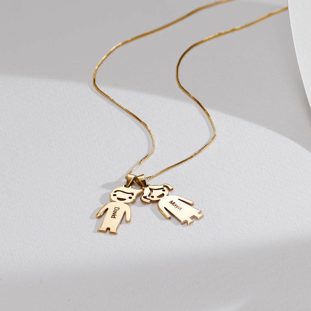 Mother's Necklace with Children Charms in 10K Yellow Gold-5 product photo