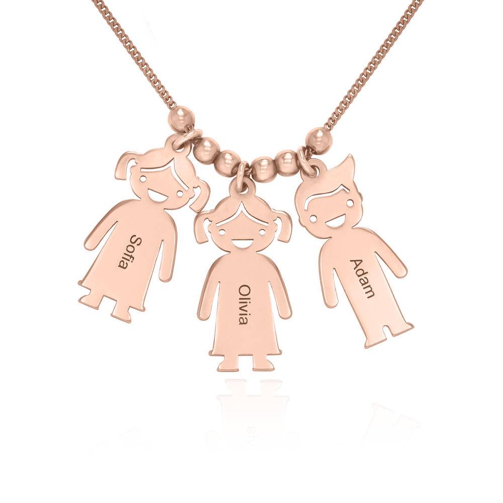 Mothers Necklace with Engraved Children Charms - Rose Gold Plated-3 product photo