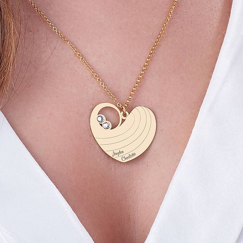 Mother Heart Necklace with Birthstones in Gold Plating product photo