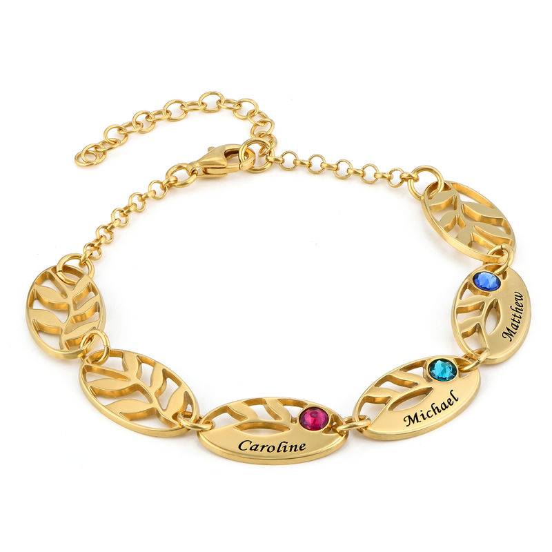 Mother Leaf Bracelet with Engraving in 18k Gold Vermeil product photo