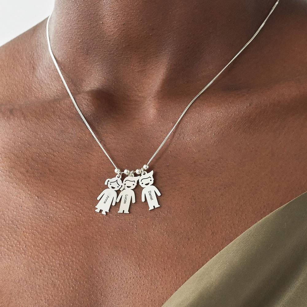 Mother’s Necklace with Children Charms in Premium Silver-5 product photo