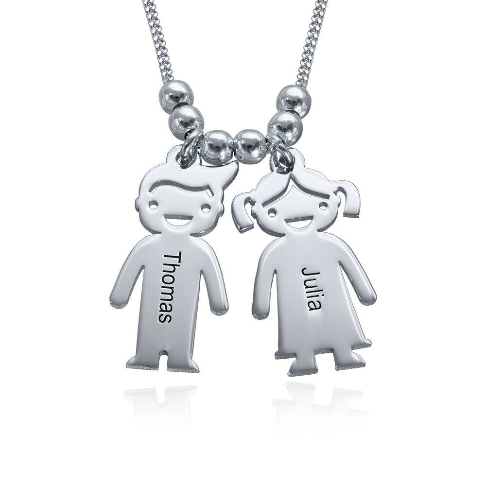 Mother’s Necklace with Children Charms in Premium Silver-1 product photo