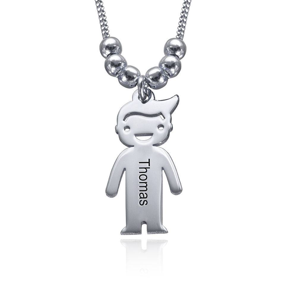Mother’s Necklace with Children Charms in Premium Silver-3 product photo
