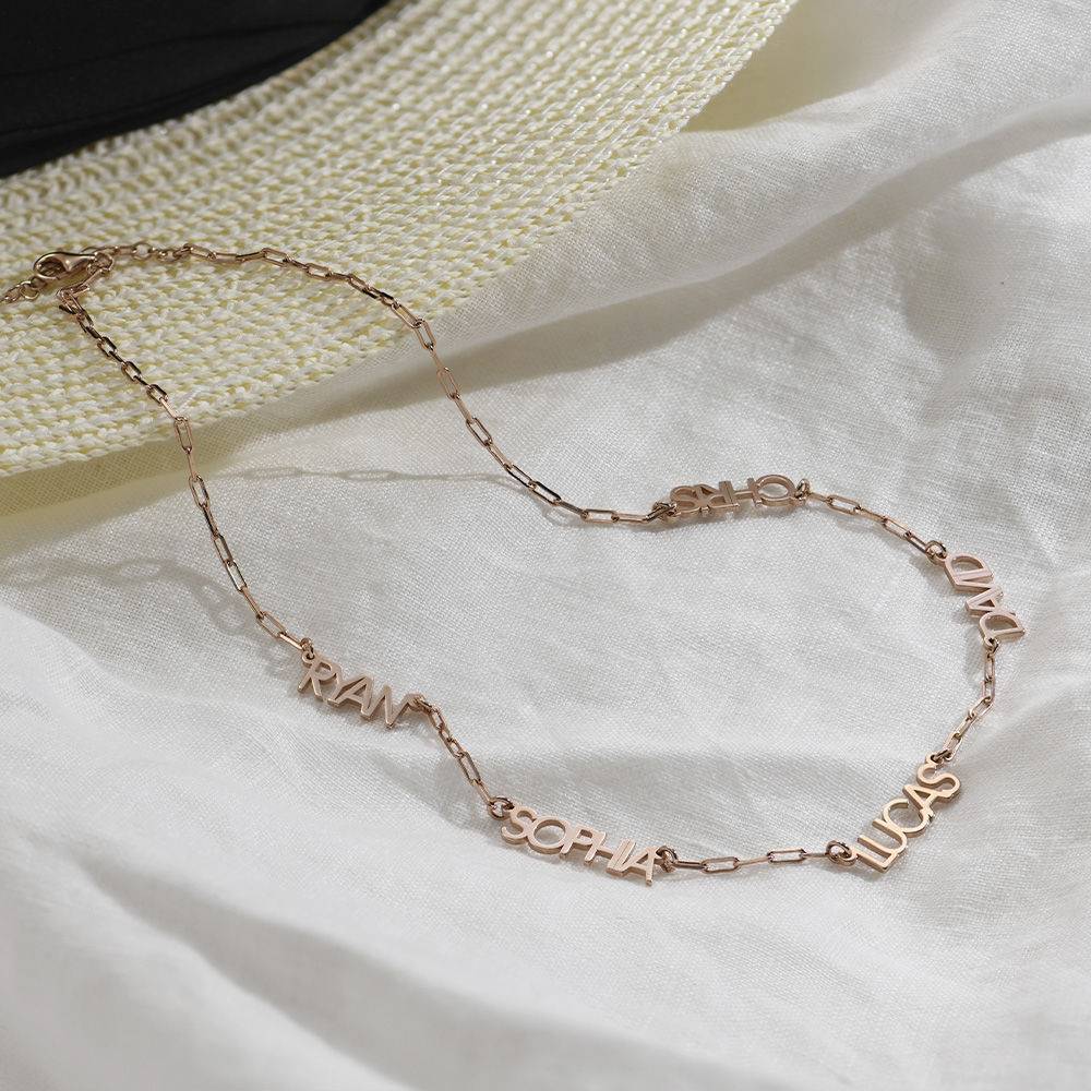 Modern Multi Name Necklace in 18k Rose Gold Plating-2 product photo