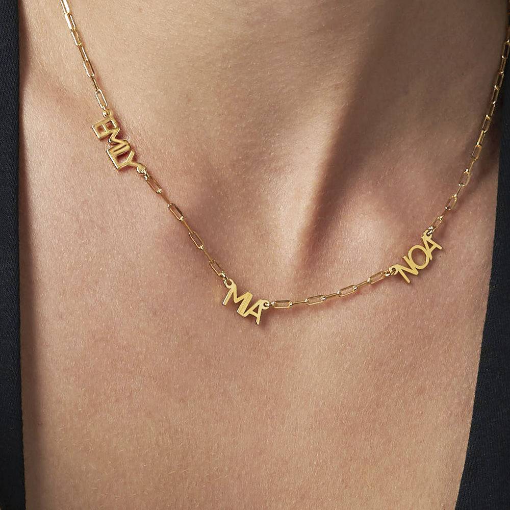 Modern Multi Name Necklace in 18k Gold Plating-4 product photo