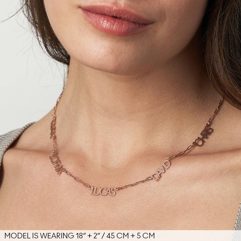 Modern Multi Name Necklace in 18k Rose Gold Plating-3 product photo