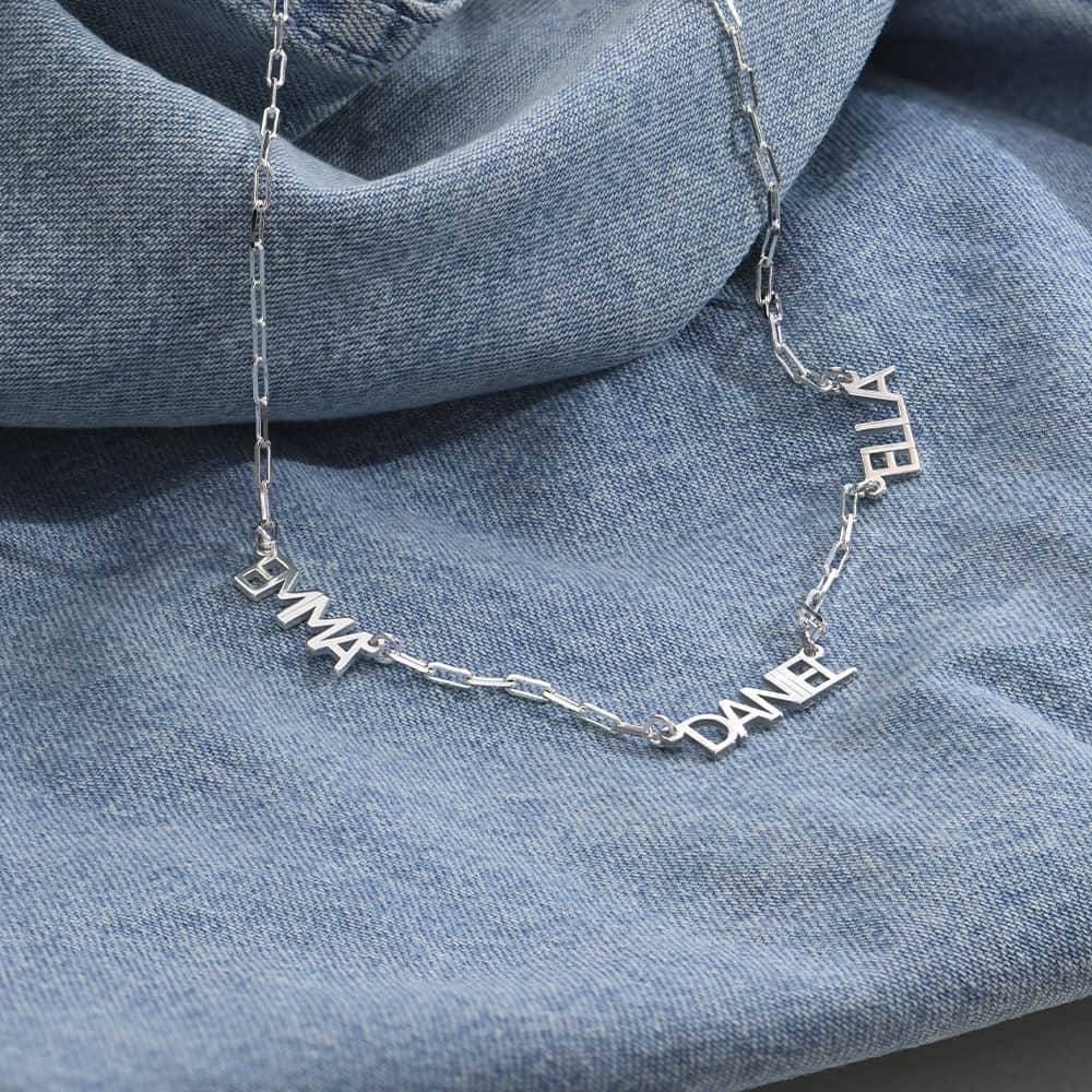 Modern Multi Name Necklace in Sterling Silver-2 product photo