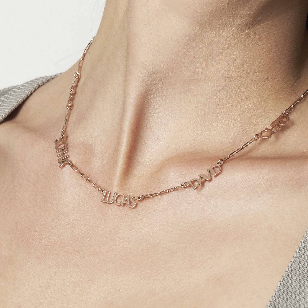 Modern Multi Name Necklace in 18k Rose Gold Plating-4 product photo