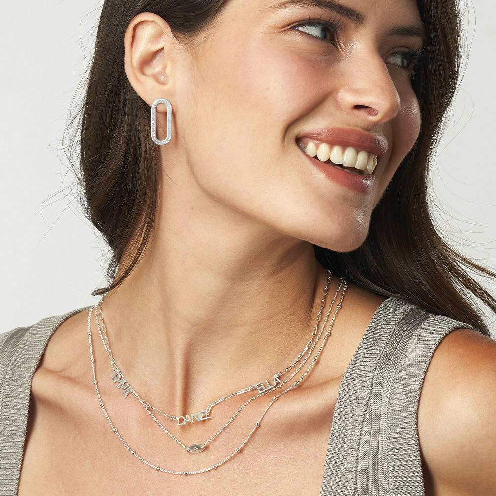 Modern Multi Name Necklace in Sterling Silver-5 product photo
