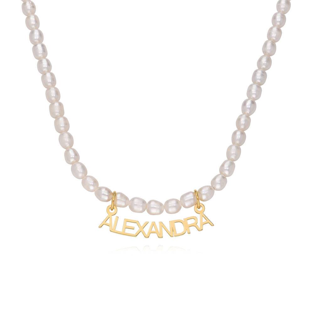 Chiara Pearl Name Necklace in Gold Plating-1 product photo