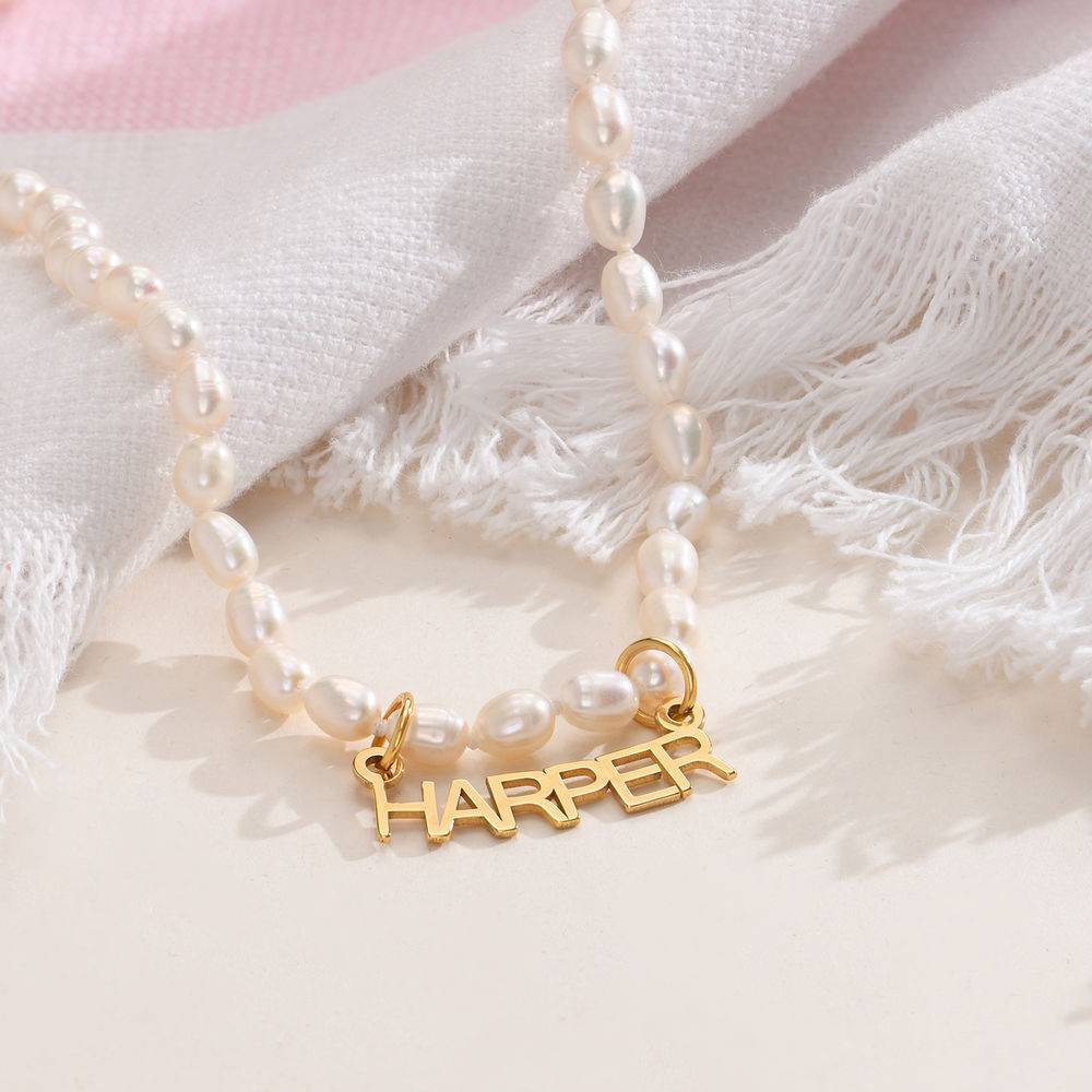 Chiara Pearl Name Necklace in Gold Plating-2 product photo