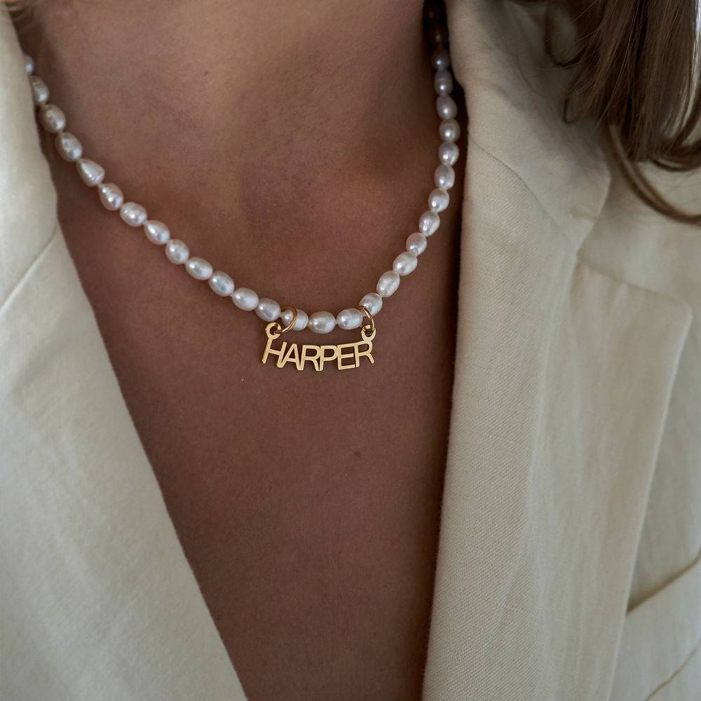 Chiara Pearl Name Necklace in Gold Plating-4 product photo