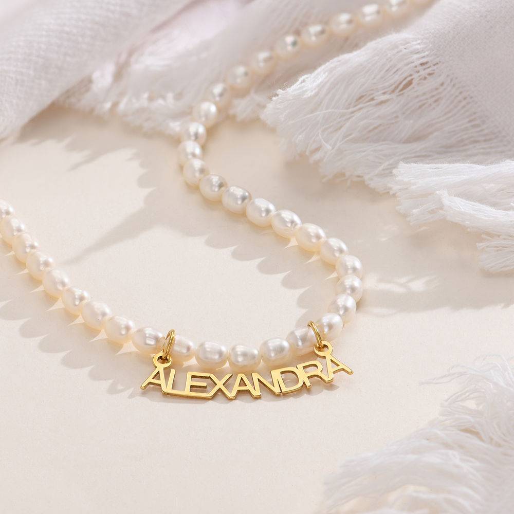 Chiara Pearl Name Necklace in Vermeil-2 product photo