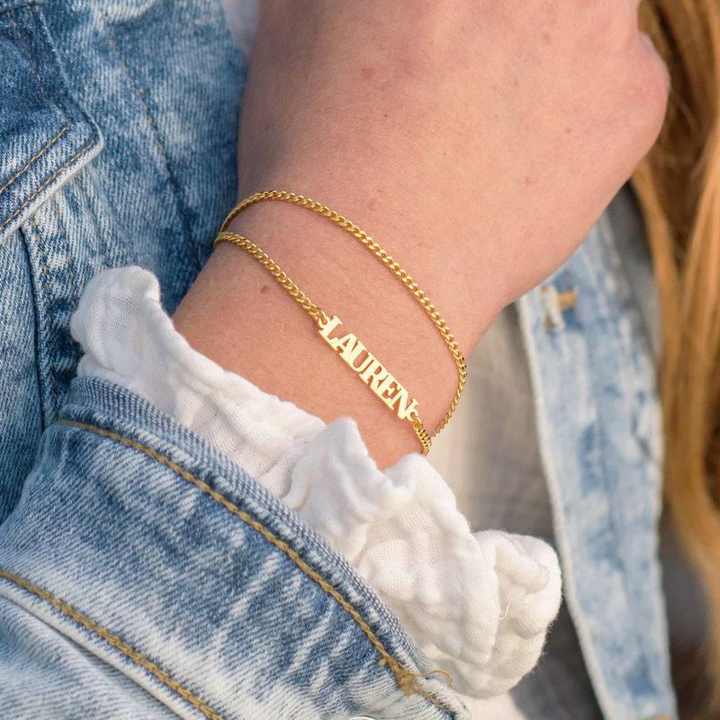 Name Bracelet with Capital Letters in 18K Gold Plating-3 product photo
