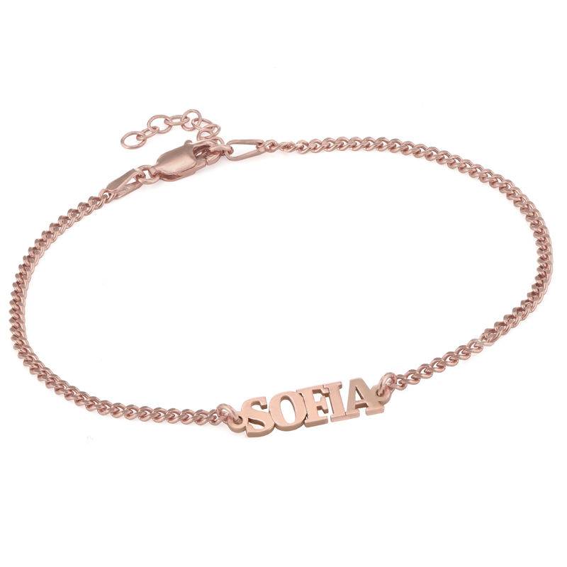 Name Bracelet with Capital Letters in 18K Rose Gold Plating-1 product photo