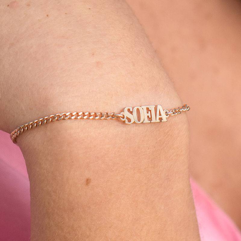 Name Bracelet with Capital Letters in 18K Rose Gold Plating-3 product photo