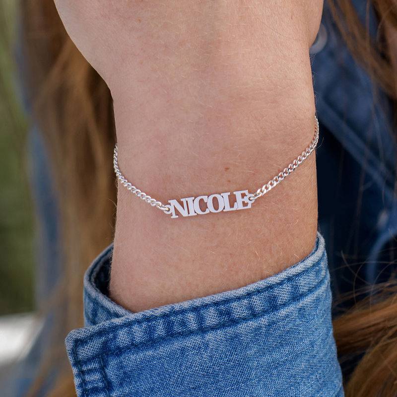 Name Bracelet with Capital Letters in Sterling Silver-2 product photo
