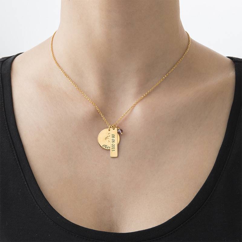 New Mom Jewelry - Baby Feet Charm Necklace with Gold Plating-1 product photo