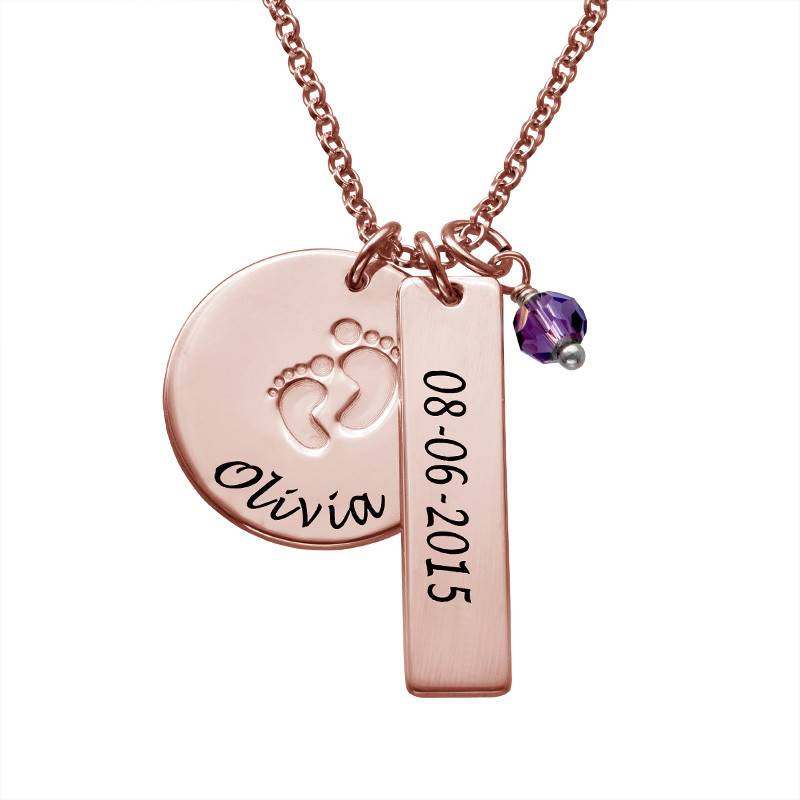 New Mom Jewelry - Baby Feet Charm Necklace with Rose Gold Plating-1 product photo