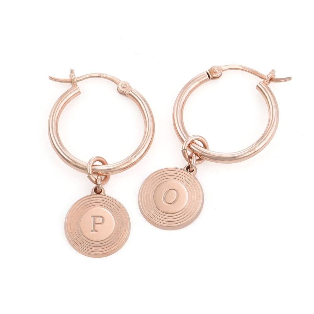 Odeion Initial Earrings in 18K Rose Gold Plating-2 product photo