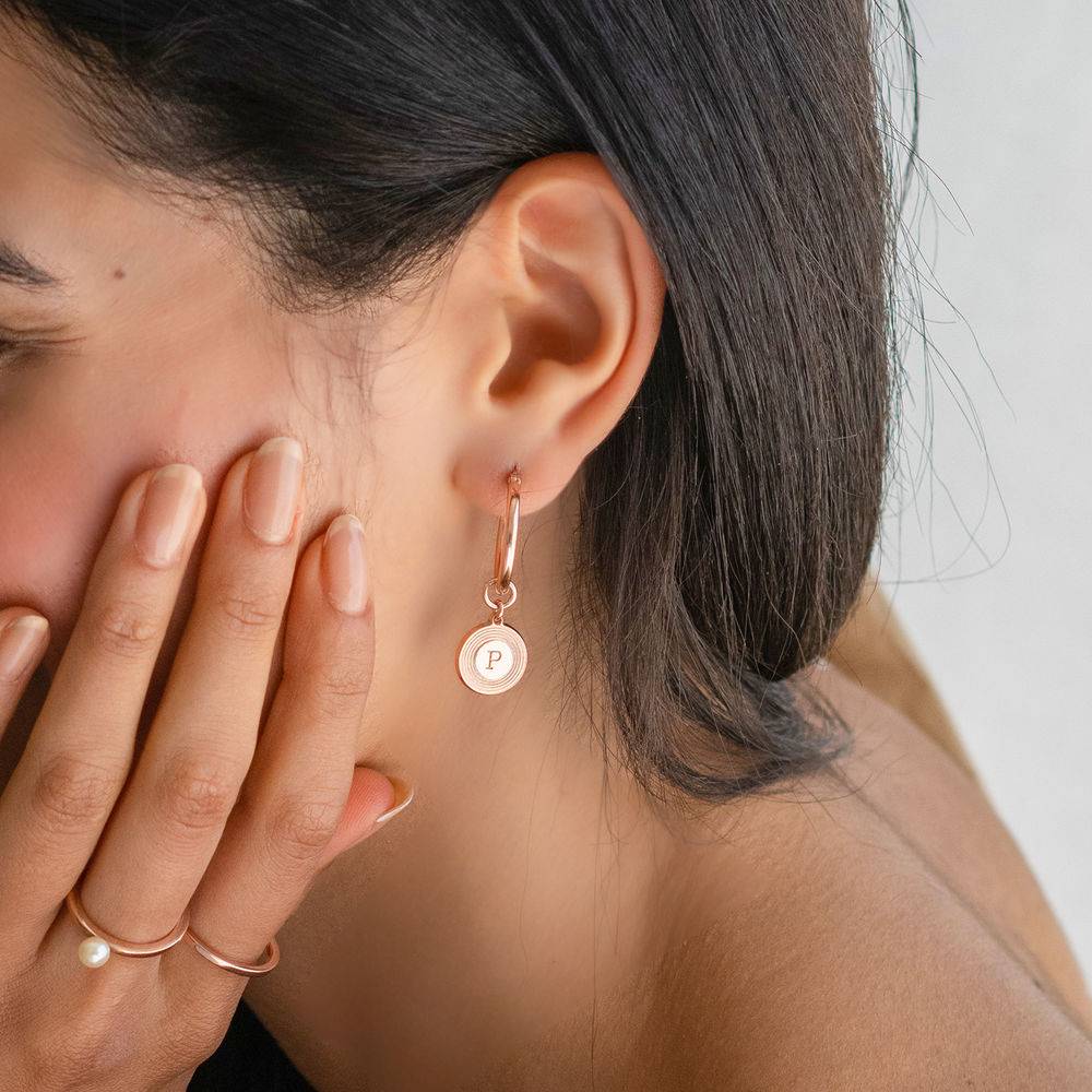 Odeion Initial Earrings in 18K Rose Gold Plating-1 product photo