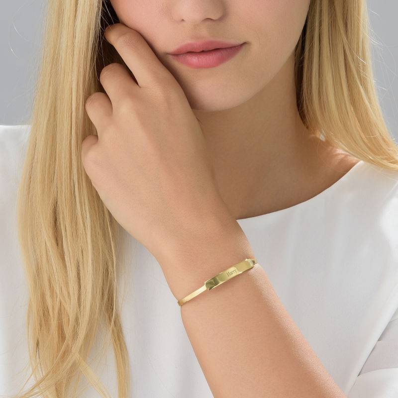 Open Name Bangle Bracelet in Gold Vermeil-4 product photo